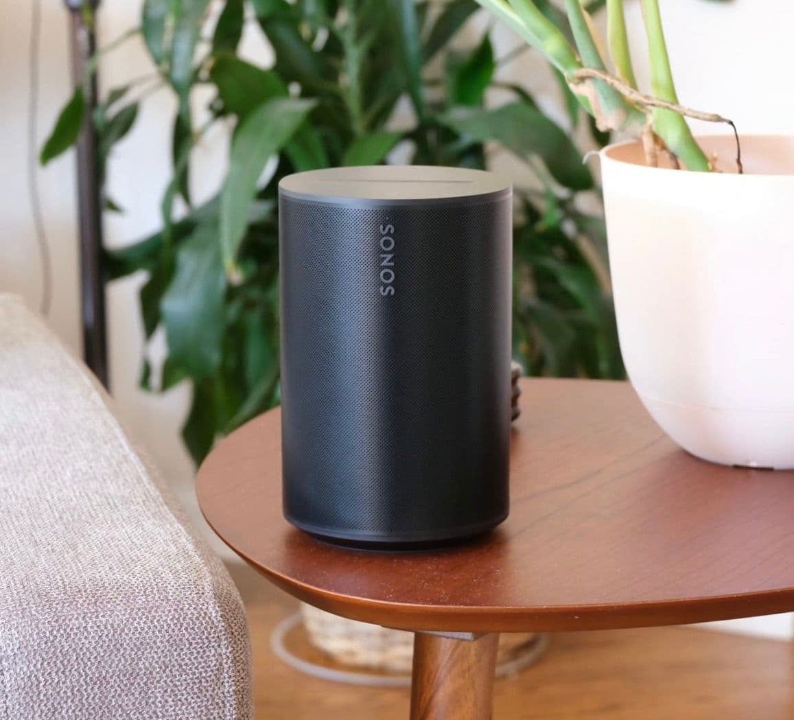 Sonos Era 100 in use on a bookshelf
